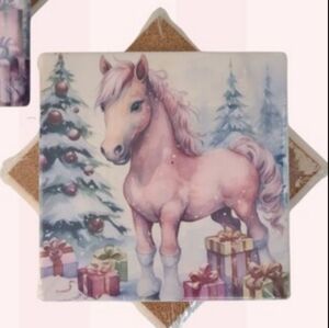 2 Coasters - Christmas Pony Sandstone Coaster Set of Two - by The Crowing Hen